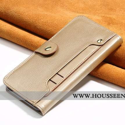 Étui iPhone Xs Max Portefeuille Cuir Carte Coque Téléphone Portable Bovins Business Noir