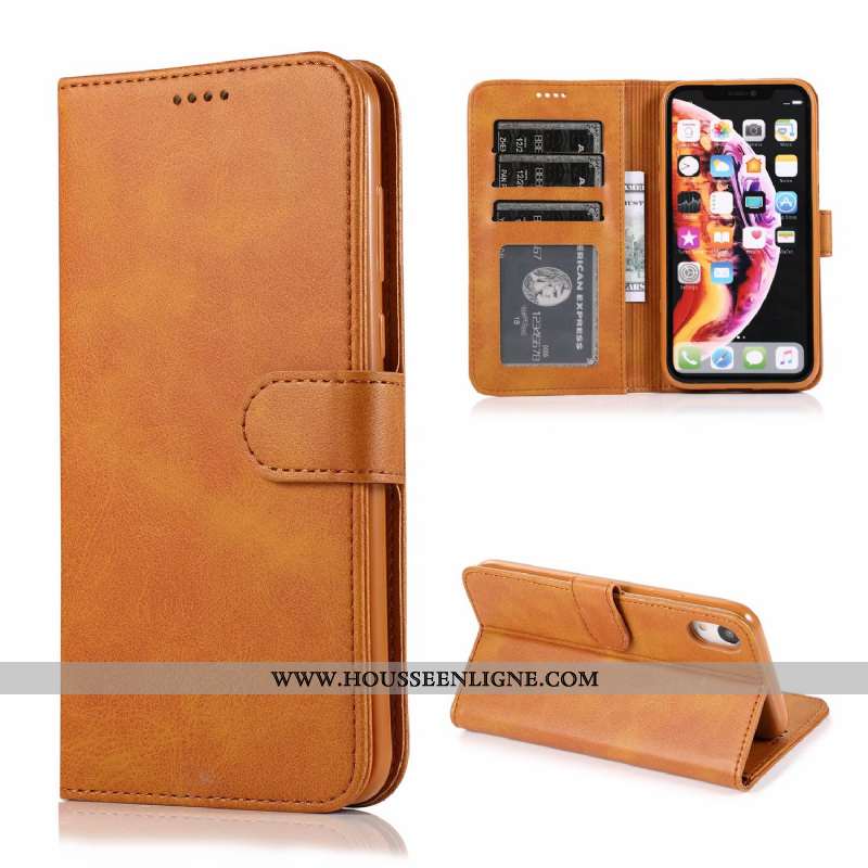 Étui iPhone Xs Max Protection Portefeuille Nouveau Téléphone Portable Cuir Tout Compris Coque Marron