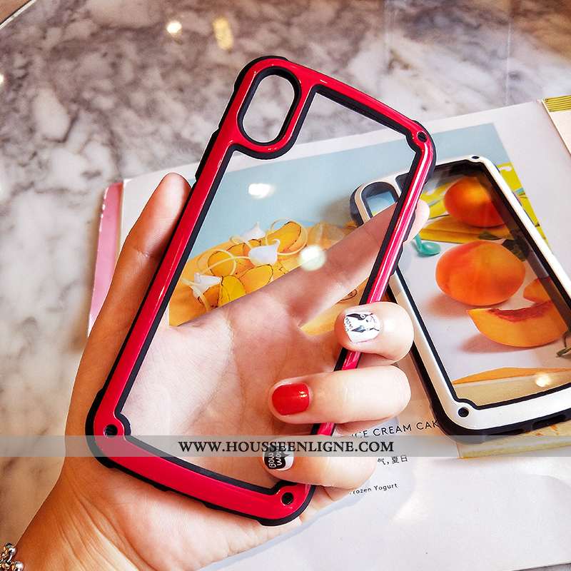 Étui iPhone Xs Max Protection Transparent Silicone Net Rouge Rouge Tout Compris Téléphone Portable