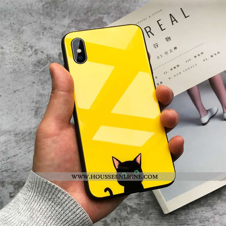 Étui iPhone Xs Max Silicone Verre Coque Petit Amoureux Imprimé Jaune