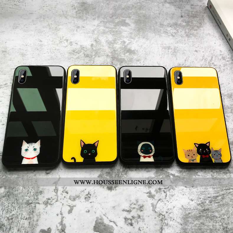 Étui iPhone Xs Max Silicone Verre Coque Petit Amoureux Imprimé Jaune