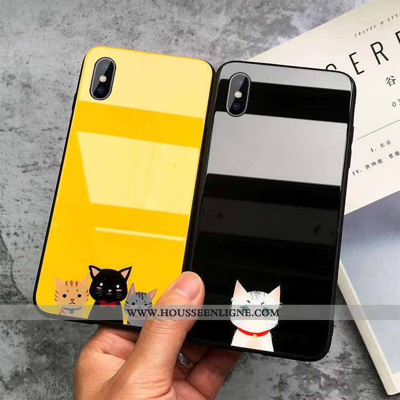 Étui iPhone Xs Max Silicone Verre Coque Petit Amoureux Imprimé Jaune