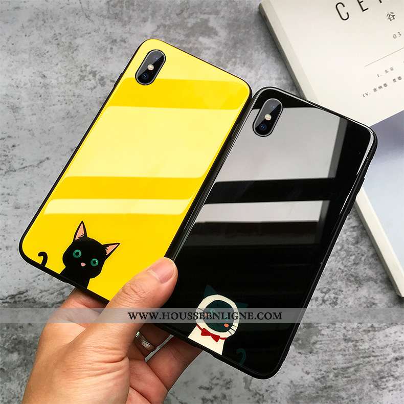 Étui iPhone Xs Max Silicone Verre Coque Petit Amoureux Imprimé Jaune