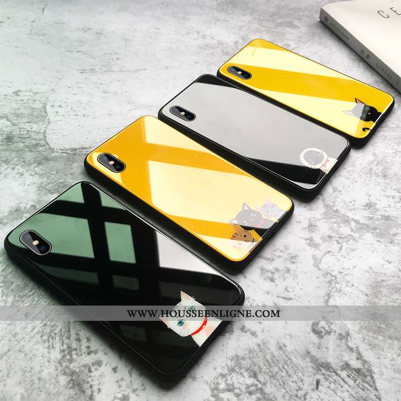 Étui iPhone Xs Max Silicone Verre Coque Petit Amoureux Imprimé Jaune