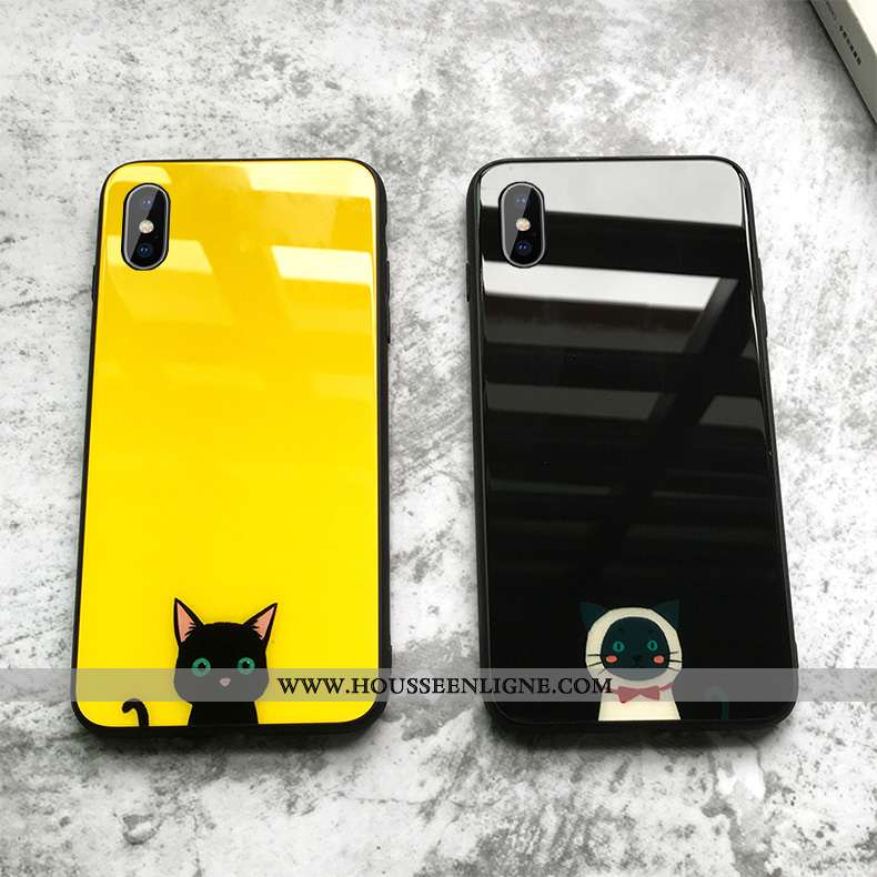 Étui iPhone Xs Max Silicone Verre Coque Petit Amoureux Imprimé Jaune