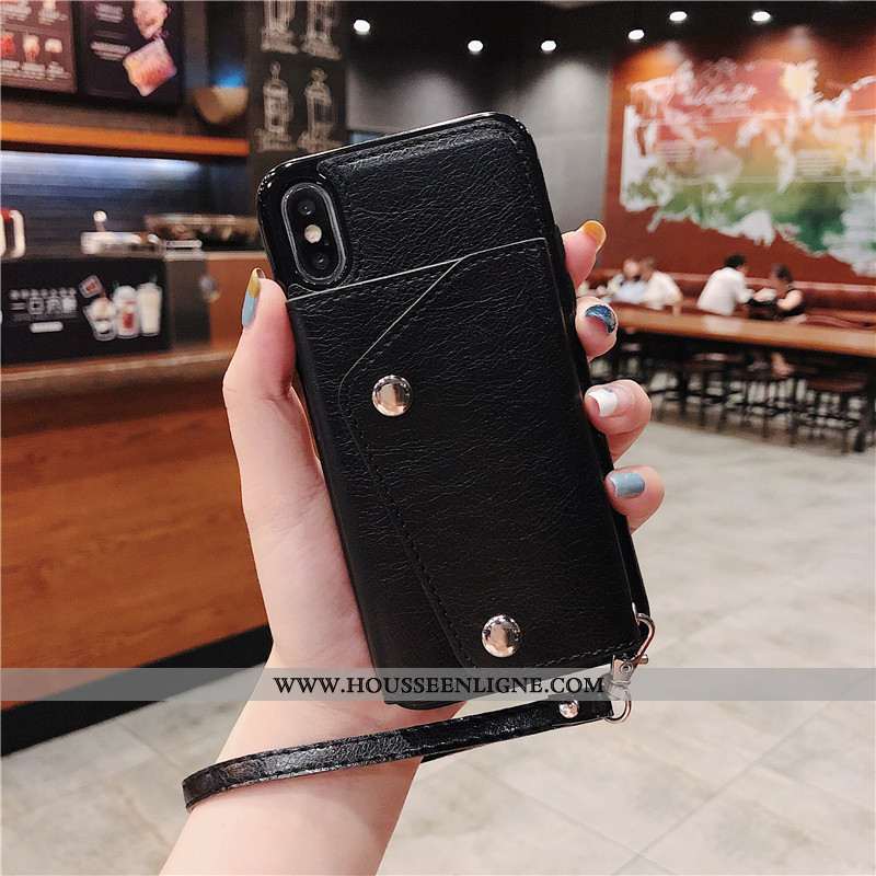 Étui iPhone Xs Max Tendance Cuir Courte Rouge Coque Net Rouge