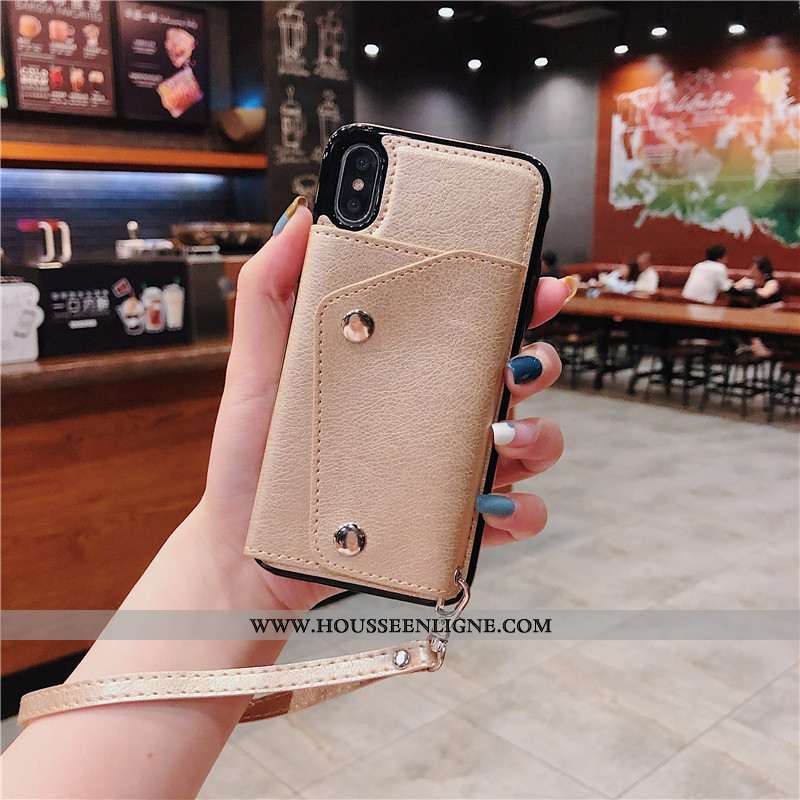 Étui iPhone Xs Max Tendance Cuir Courte Rouge Coque Net Rouge