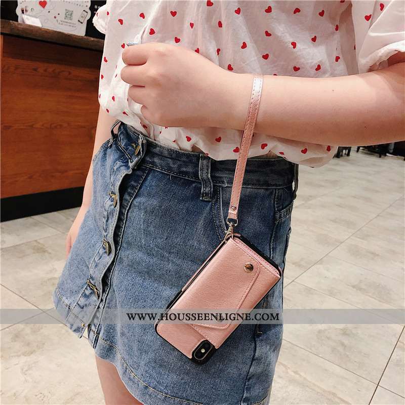Étui iPhone Xs Max Tendance Cuir Courte Rouge Coque Net Rouge