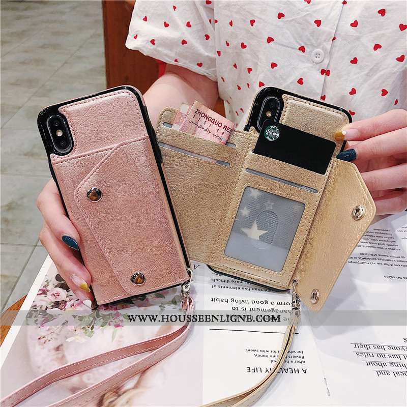 Étui iPhone Xs Max Tendance Cuir Courte Rouge Coque Net Rouge
