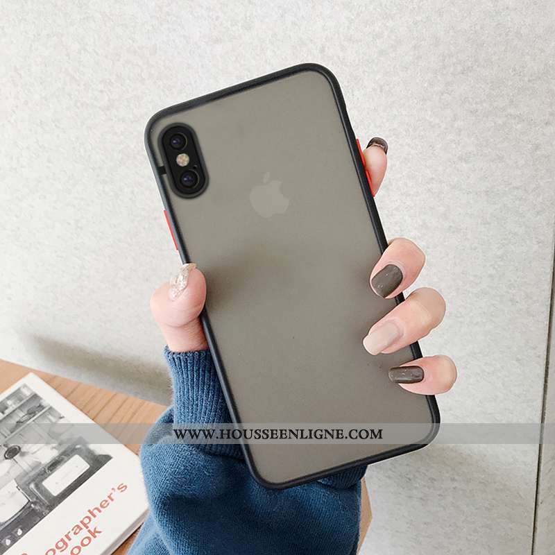 Étui iPhone Xs Max Transparent Délavé En Daim Nouveau Coque Net Rouge Personnalité Tout Compris Bleu