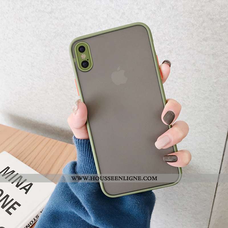 Étui iPhone Xs Max Transparent Délavé En Daim Nouveau Coque Net Rouge Personnalité Tout Compris Bleu