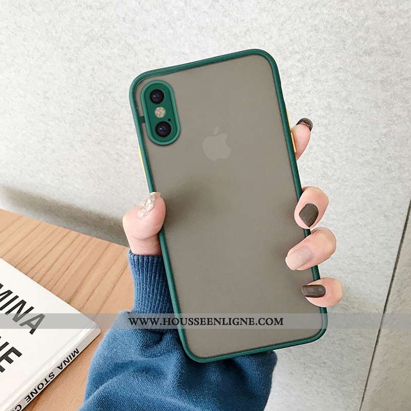 Étui iPhone Xs Max Transparent Délavé En Daim Nouveau Coque Net Rouge Personnalité Tout Compris Bleu