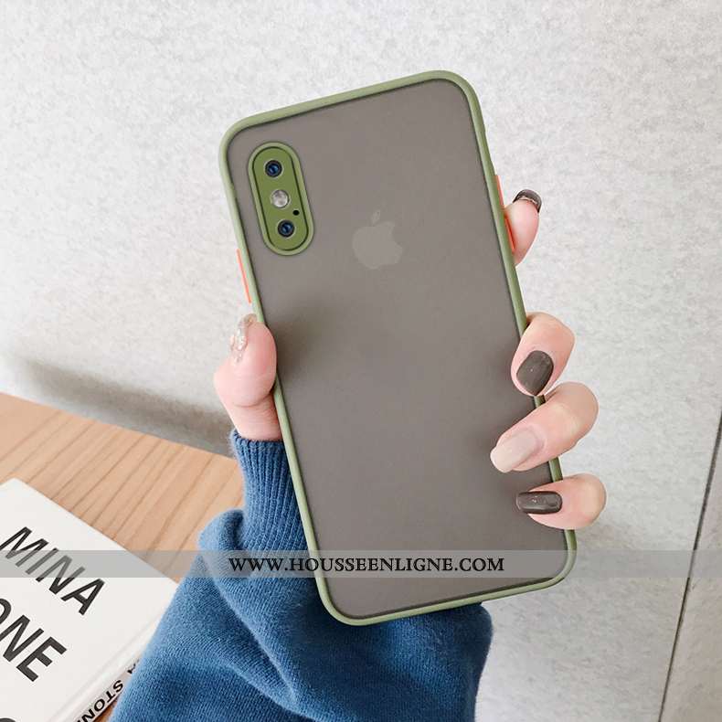 Étui iPhone Xs Max Transparent Délavé En Daim Nouveau Coque Net Rouge Personnalité Tout Compris Bleu