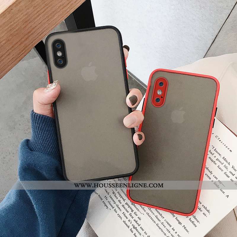 Étui iPhone Xs Max Transparent Délavé En Daim Nouveau Coque Net Rouge Personnalité Tout Compris Bleu