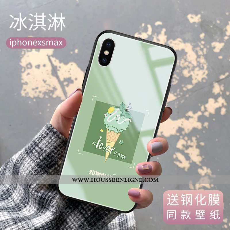 Étui iPhone Xs Max Verre Petite Marguerite Incassable Bovins Coque Vent Vert Verte