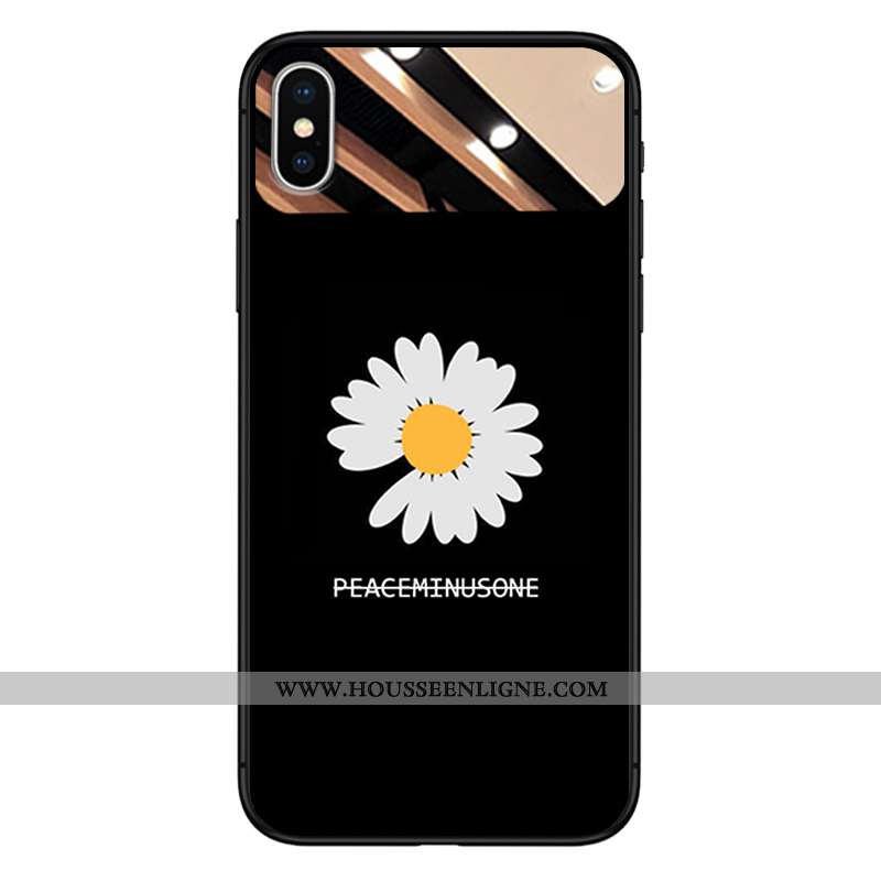 Étui iPhone Xs Max Verre Tendance Dragon Coque Miroir Noir