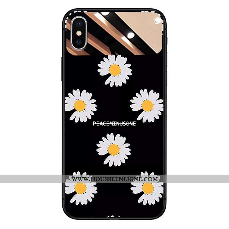 Étui iPhone Xs Max Verre Tendance Dragon Coque Miroir Noir