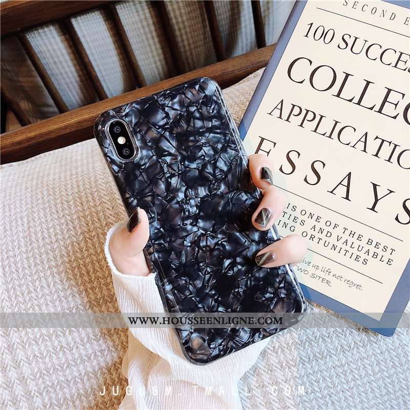 Étui iPhone Xs Modèle Fleurie Fluide Doux Tout Compris Téléphone Portable Silicone Rose Noir