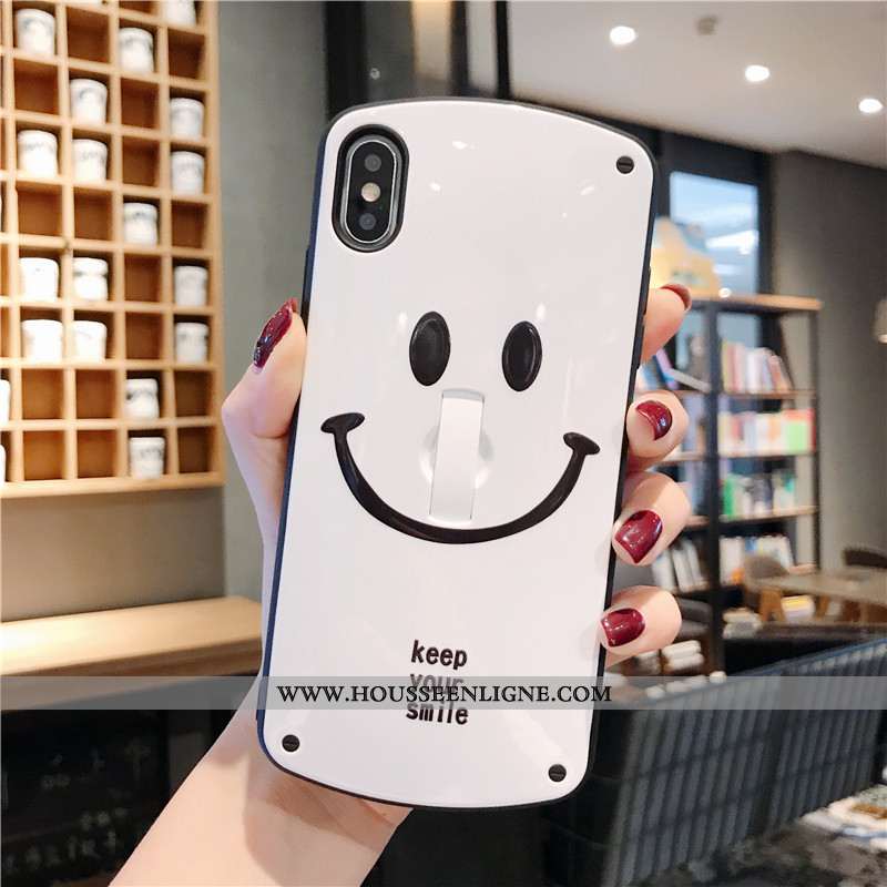 Étui iPhone Xs Personnalité Créatif Coque Silicone Fluide Doux Tout Compris Amoureux Jaune
