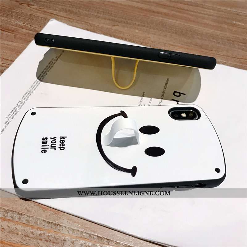 Étui iPhone Xs Personnalité Créatif Coque Silicone Fluide Doux Tout Compris Amoureux Jaune