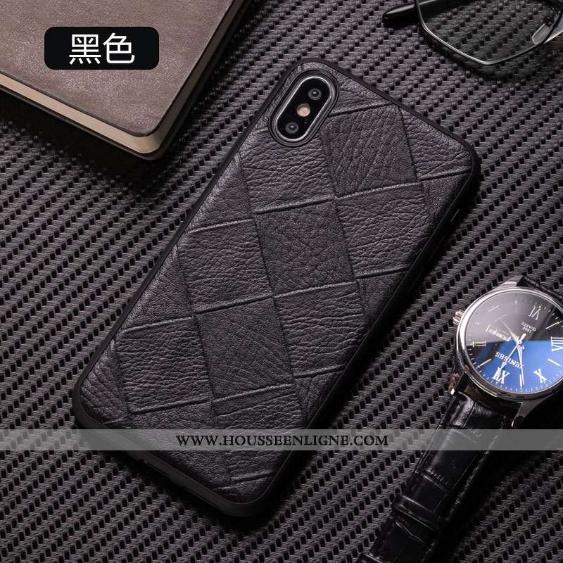 Étui iPhone Xs Personnalité Créatif Refroidissement Cuir Incassable Tout Compris Personnalisé Noir