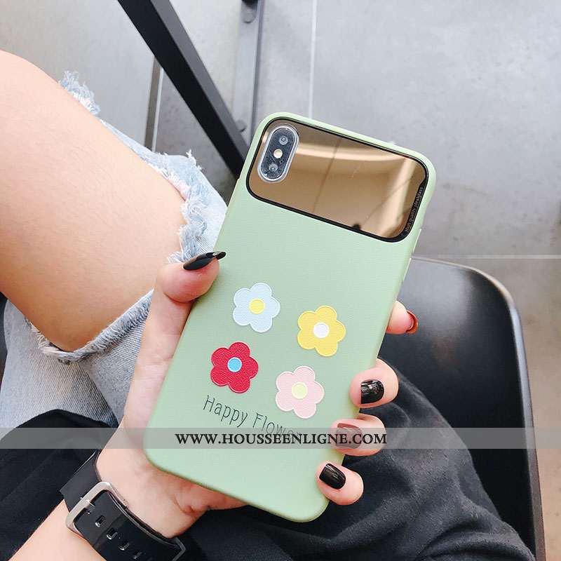 Étui iPhone Xs Protection Créatif Silicone Fleurs Vert Tendance Incassable Verte