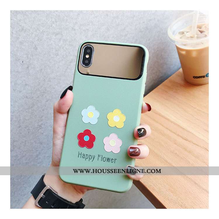Étui iPhone Xs Protection Créatif Silicone Fleurs Vert Tendance Incassable Verte