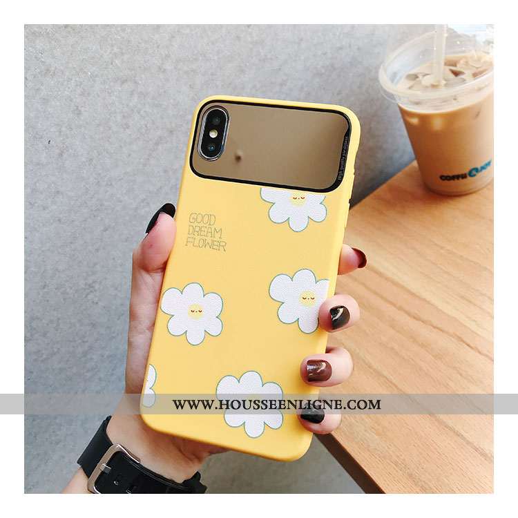 Étui iPhone Xs Protection Créatif Silicone Fleurs Vert Tendance Incassable Verte