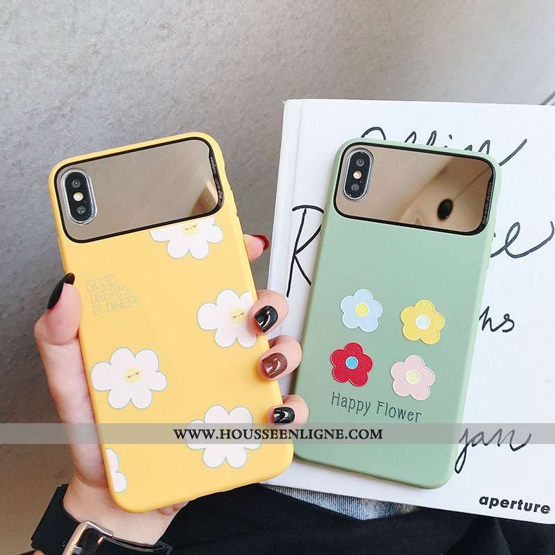 Étui iPhone Xs Protection Créatif Silicone Fleurs Vert Tendance Incassable Verte