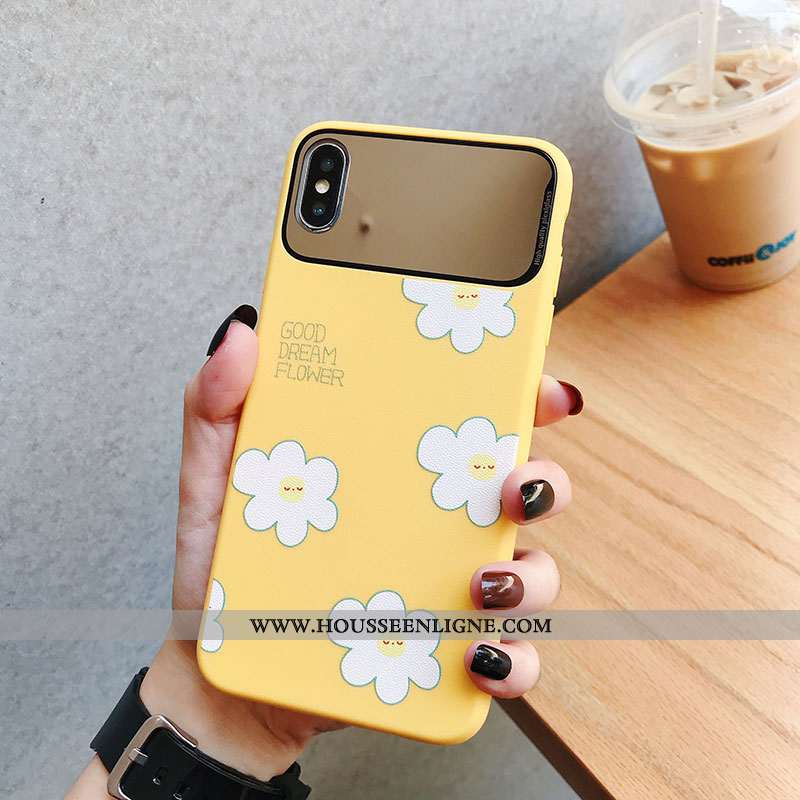 Étui iPhone Xs Protection Créatif Silicone Fleurs Vert Tendance Incassable Verte