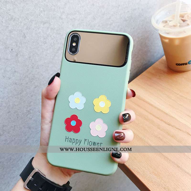 Étui iPhone Xs Protection Créatif Silicone Fleurs Vert Tendance Incassable Verte