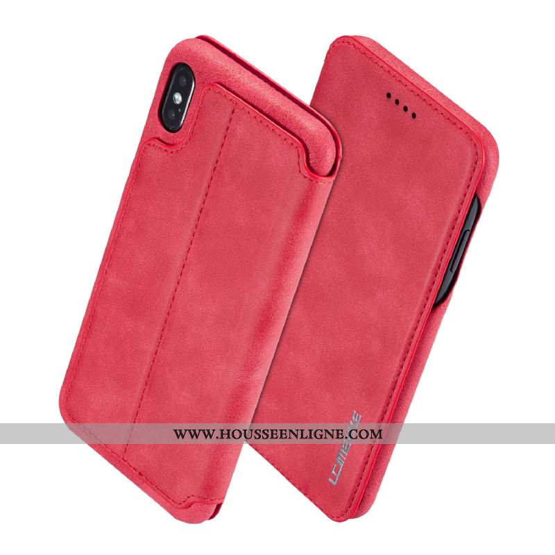 Étui iPhone Xs Protection Ultra Rouge Cuir Clamshell Légère Tout Compris