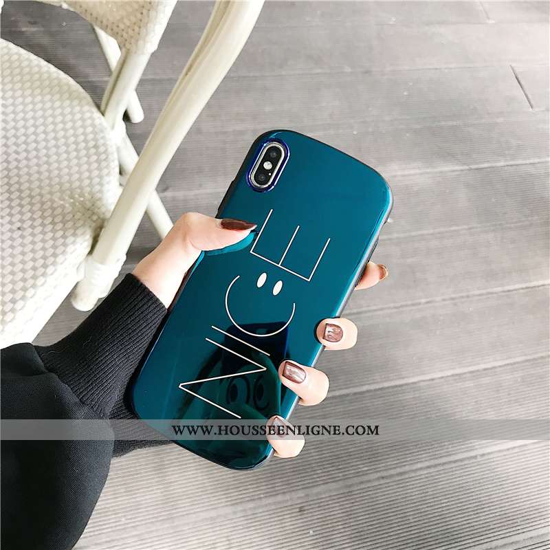 Étui iPhone Xs Silicone Personnalité Téléphone Portable Bleu Jaune Coque