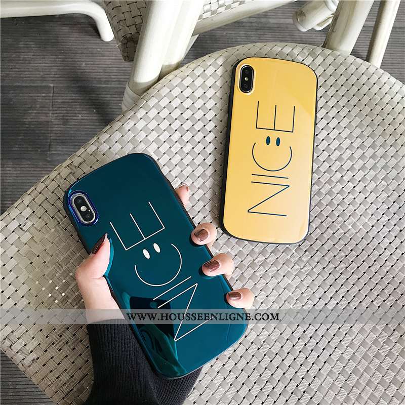 Étui iPhone Xs Silicone Personnalité Téléphone Portable Bleu Jaune Coque