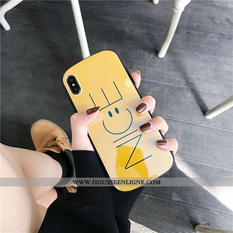Étui iPhone Xs Silicone Personnalité Téléphone Portable Bleu Jaune Coque