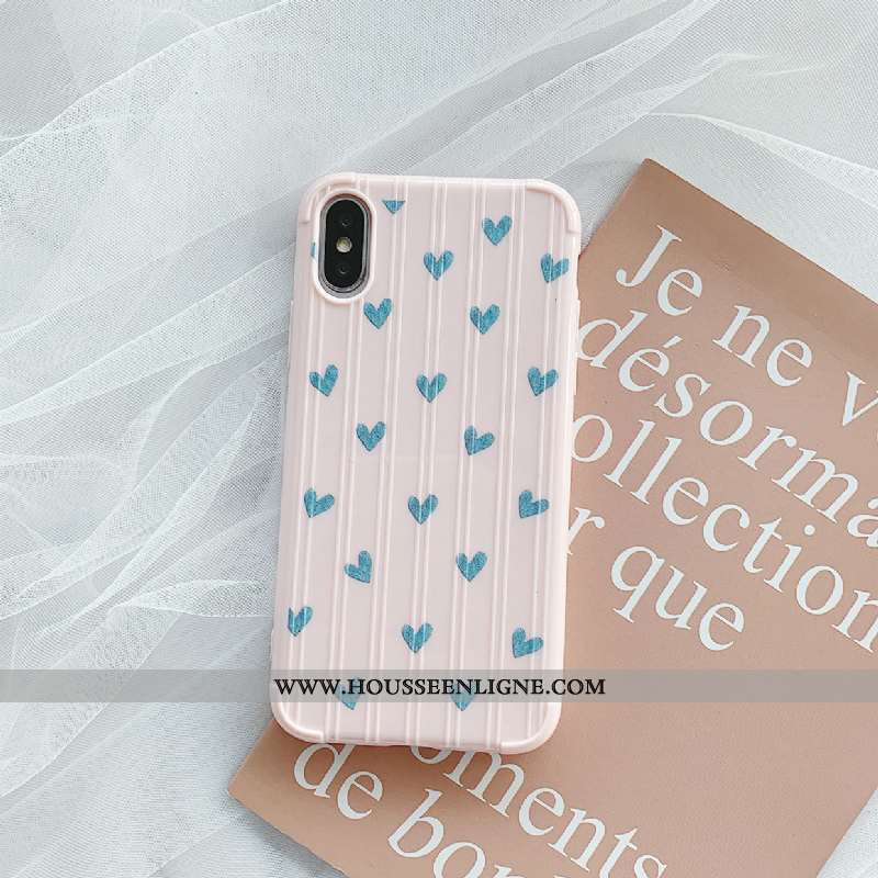 Étui iPhone Xs Silicone Protection Blanc Amoureux Téléphone Portable Coque Net Rouge Blanche