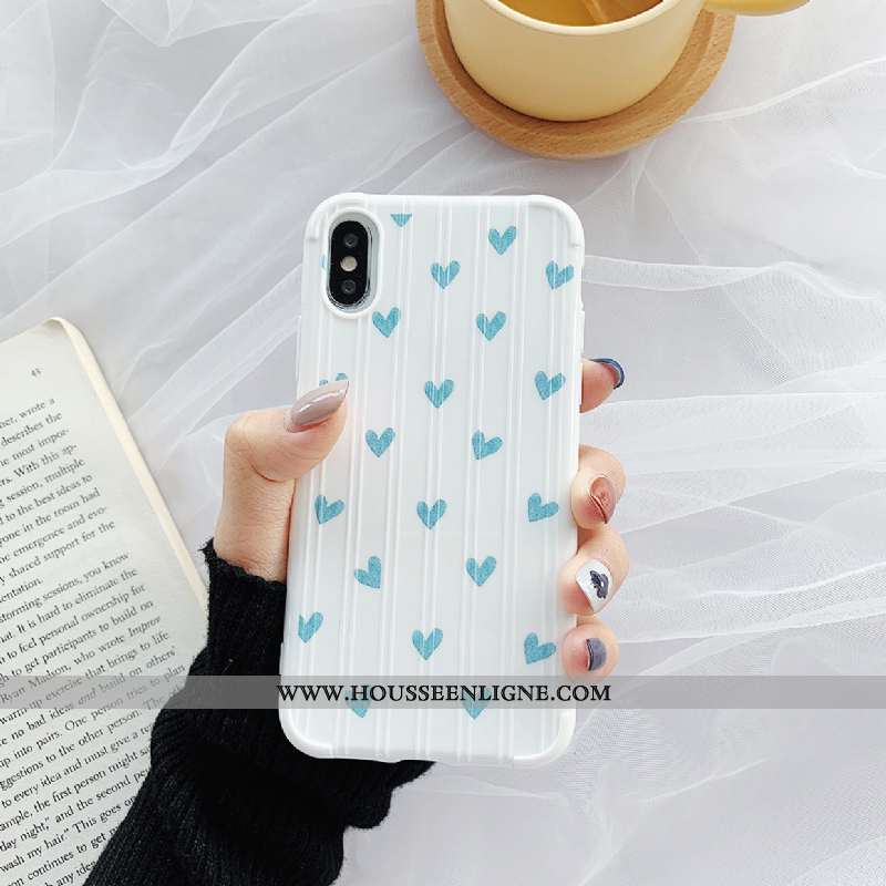 Étui iPhone Xs Silicone Protection Blanc Amoureux Téléphone Portable Coque Net Rouge Blanche