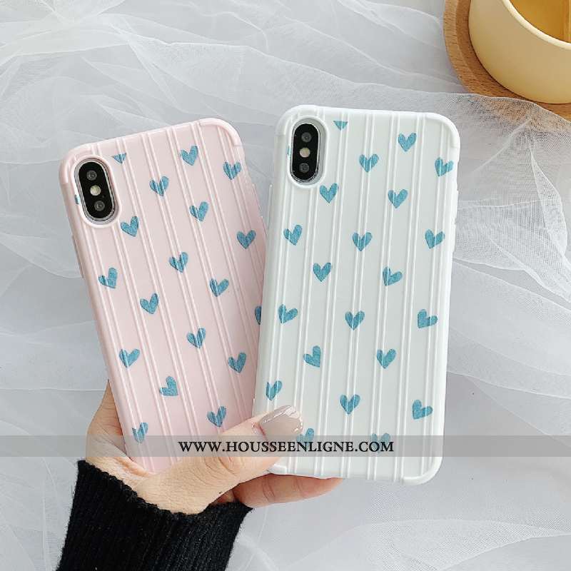 Étui iPhone Xs Silicone Protection Blanc Amoureux Téléphone Portable Coque Net Rouge Blanche