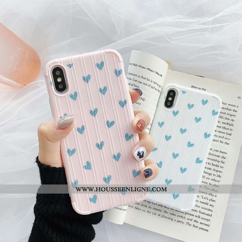 Étui iPhone Xs Silicone Protection Blanc Amoureux Téléphone Portable Coque Net Rouge Blanche