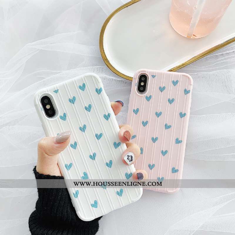 Étui iPhone Xs Silicone Protection Blanc Amoureux Téléphone Portable Coque Net Rouge Blanche