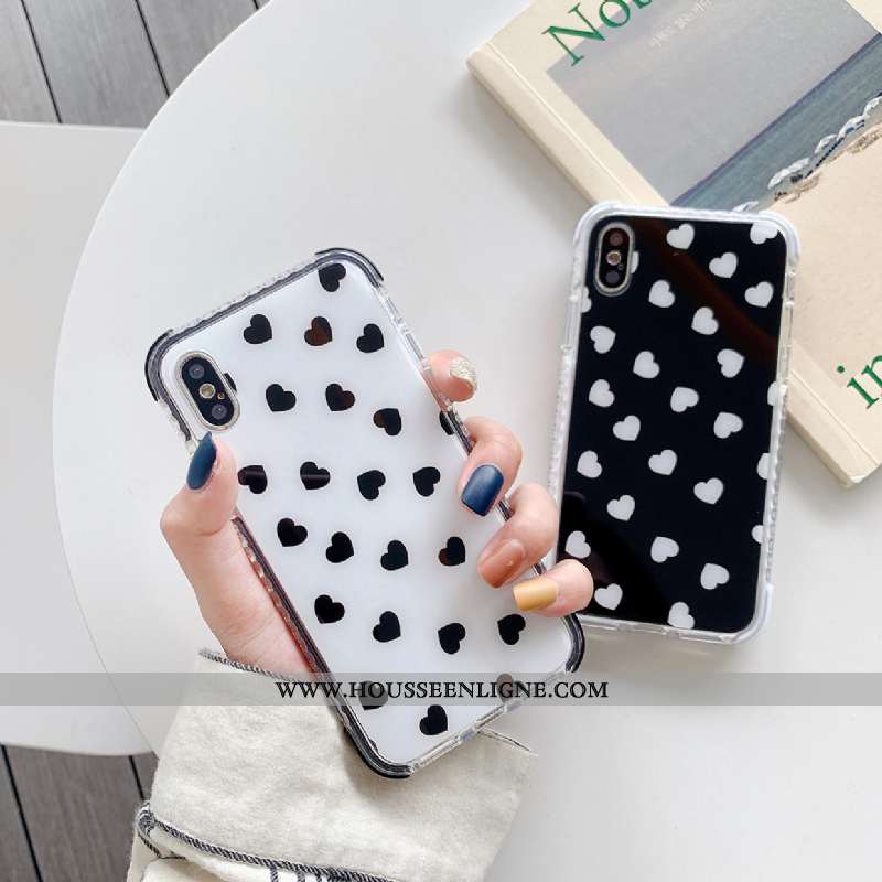 Étui iPhone Xs Silicone Tendance Amour Incassable Blanc Simple Tout Compris Noir