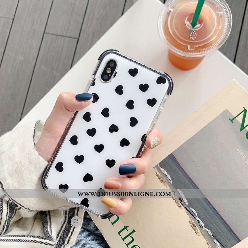 Étui iPhone Xs Silicone Tendance Amour Incassable Blanc Simple Tout Compris Noir