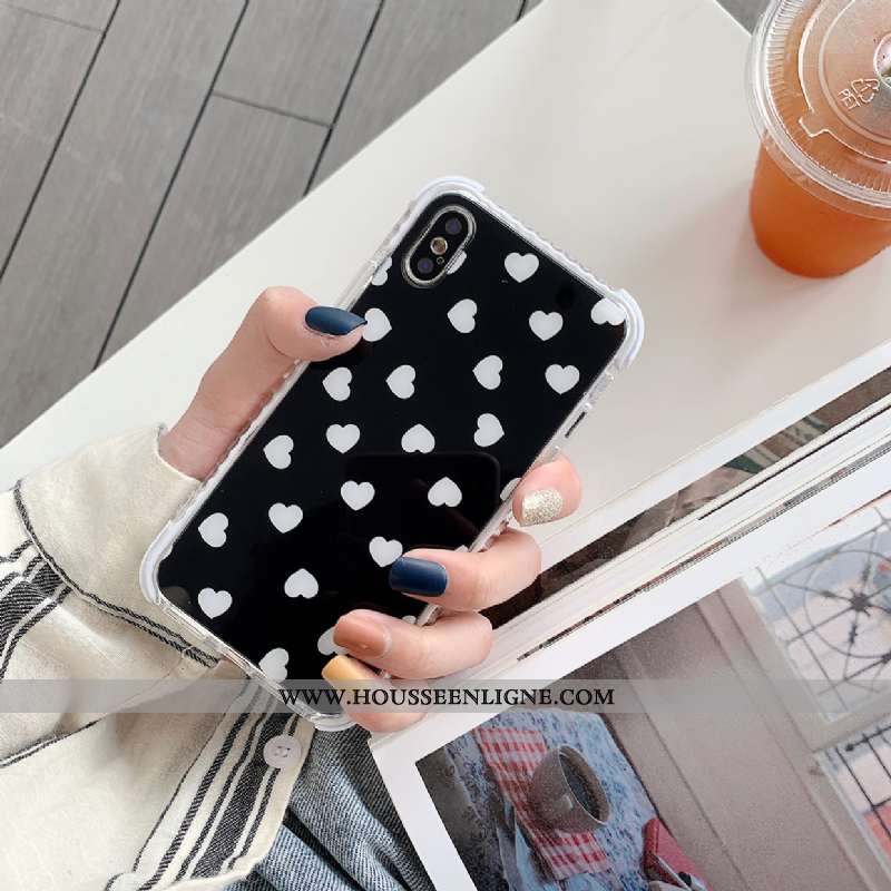 Étui iPhone Xs Silicone Tendance Amour Incassable Blanc Simple Tout Compris Noir