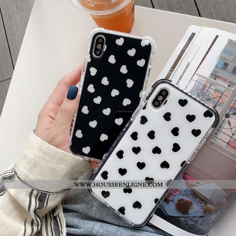 Étui iPhone Xs Silicone Tendance Amour Incassable Blanc Simple Tout Compris Noir