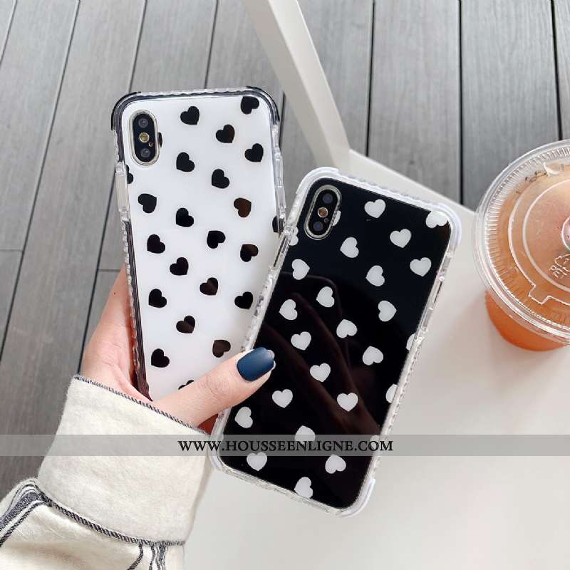 Étui iPhone Xs Silicone Tendance Amour Incassable Blanc Simple Tout Compris Noir