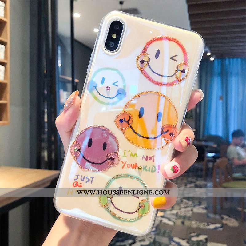 Étui iPhone Xs Strass Charmant Rouge Souriant Téléphone Portable Coque