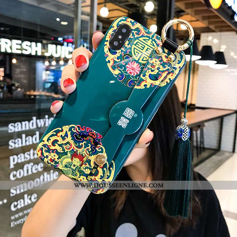 Étui iPhone Xs Style Chinois Sentir Bleu Tout Compris Coque Téléphone Portable Support