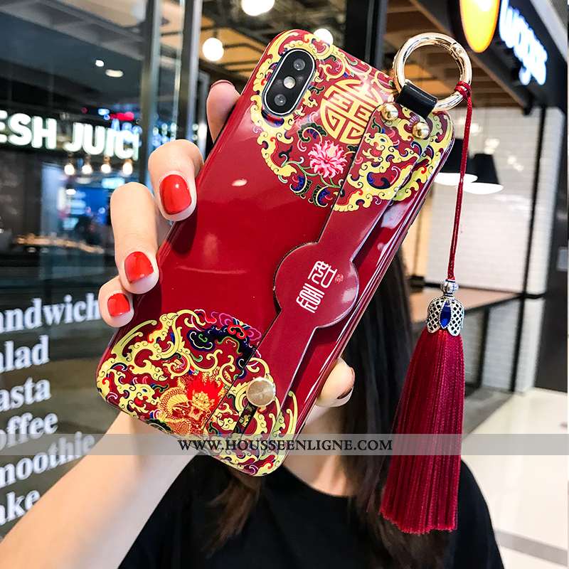 Étui iPhone Xs Style Chinois Sentir Bleu Tout Compris Coque Téléphone Portable Support