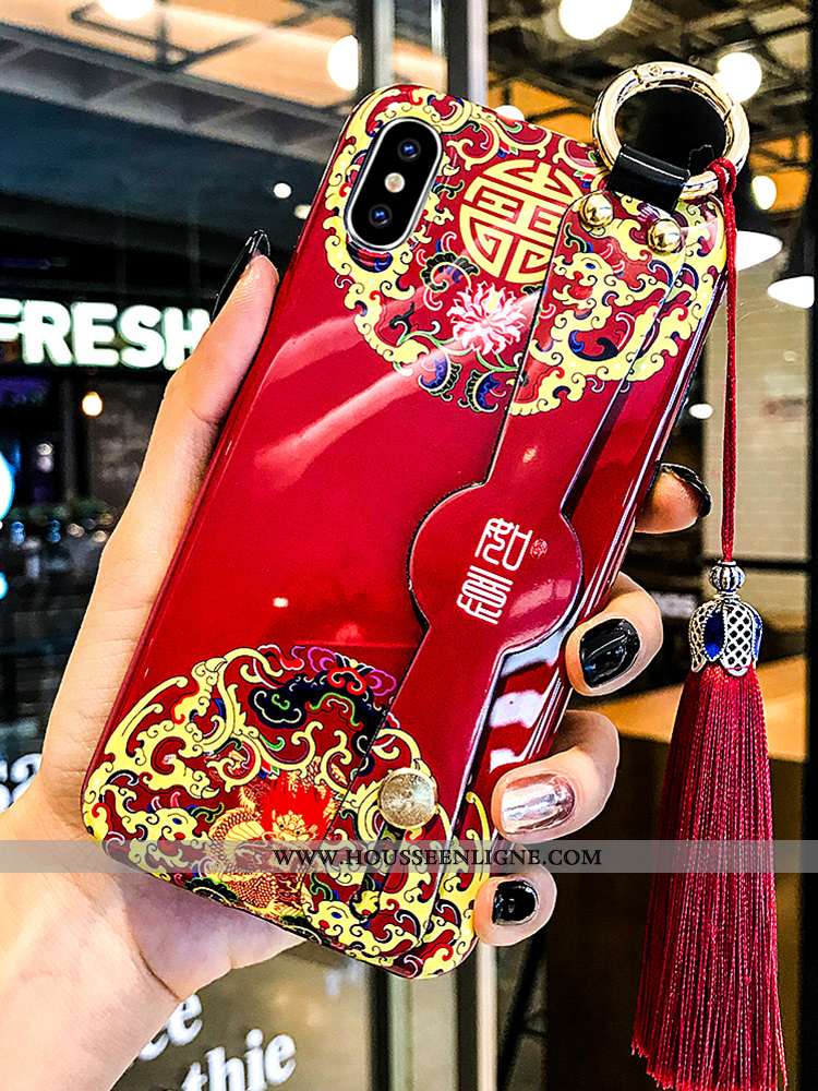 Étui iPhone Xs Style Chinois Sentir Bleu Tout Compris Coque Téléphone Portable Support