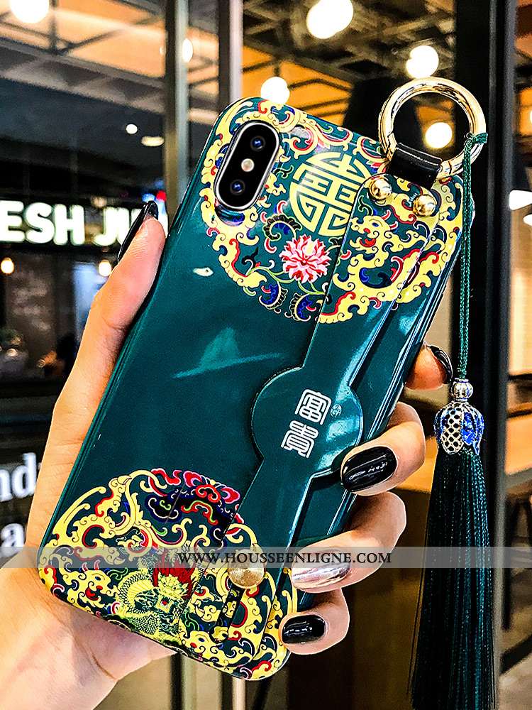 Étui iPhone Xs Style Chinois Sentir Bleu Tout Compris Coque Téléphone Portable Support